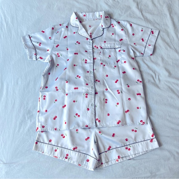 Uniqlo sister brand GU - lounge wear pajama set, light blue with cherries - Picture 2 of 7
